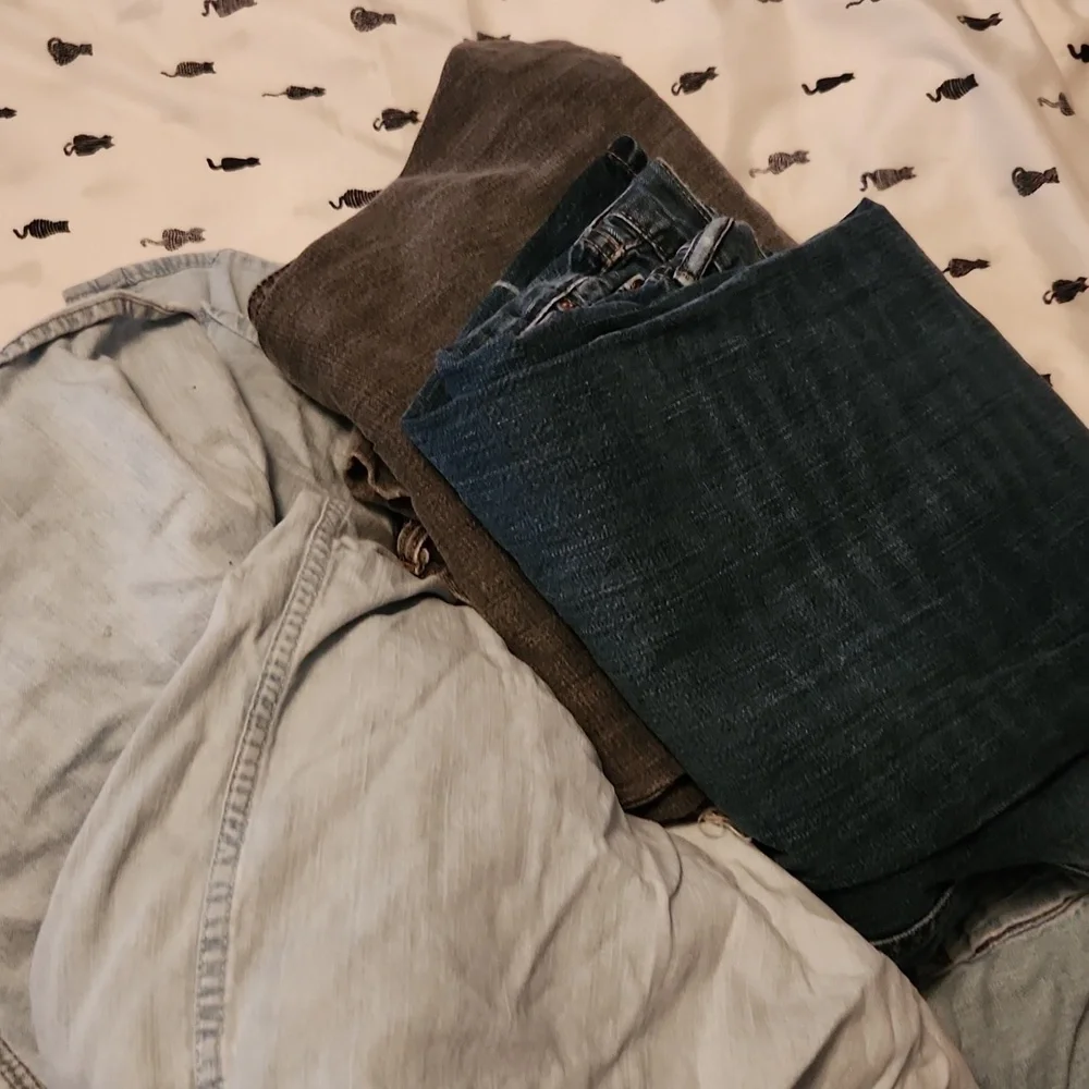 Destroyed denim Shirts jeans for blankets and crafts or to fix and wear again